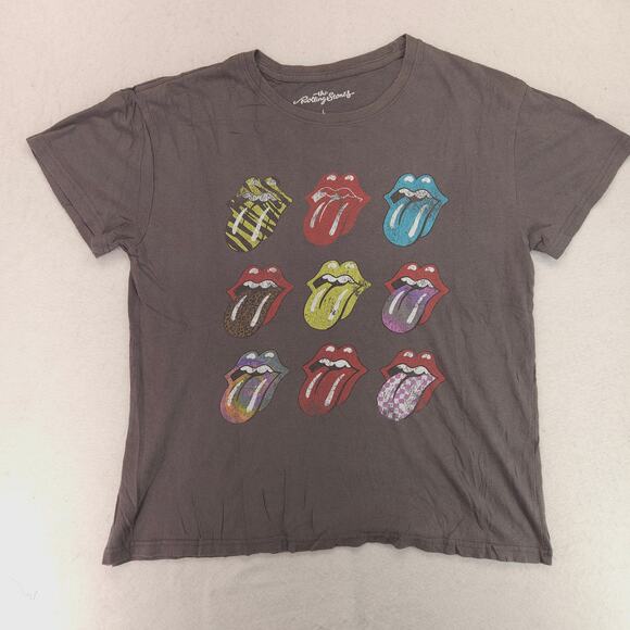 Rolling Stones Tour Band Short Sleeve Graphic T Shirt Womens Size Large L Gray - Picture 2 of 9
